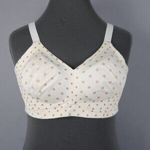 Catherines Bra $48 Intimates Sz 50C Cream Tan Polka Dots Nylon Spandex Bra